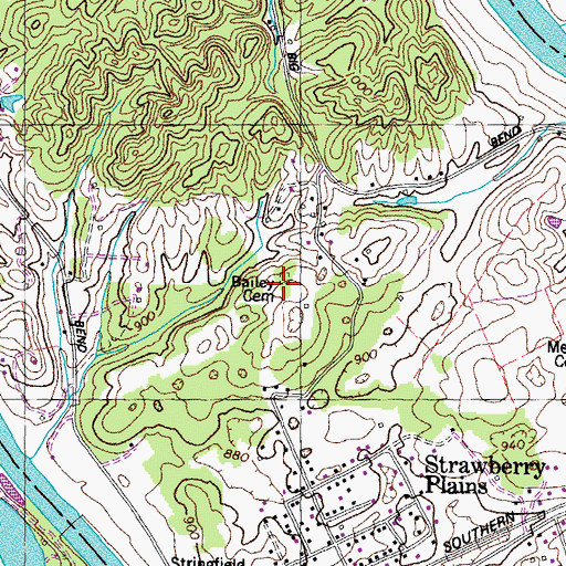 Topographic Map of Bailey Cemetery, TN