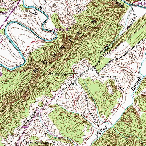 Topographic Map of Bailey Cemetery, TN