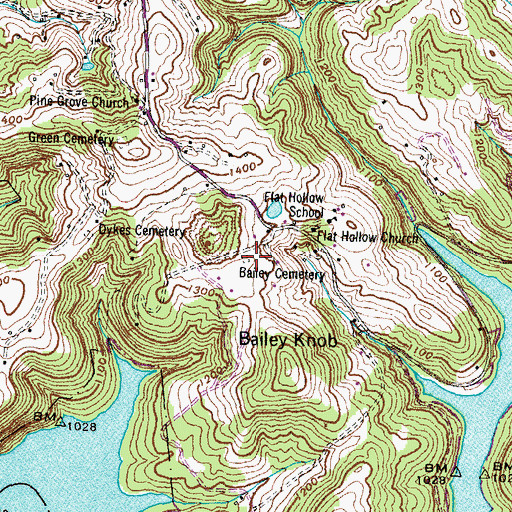 Topographic Map of Bailey Cemetery, TN