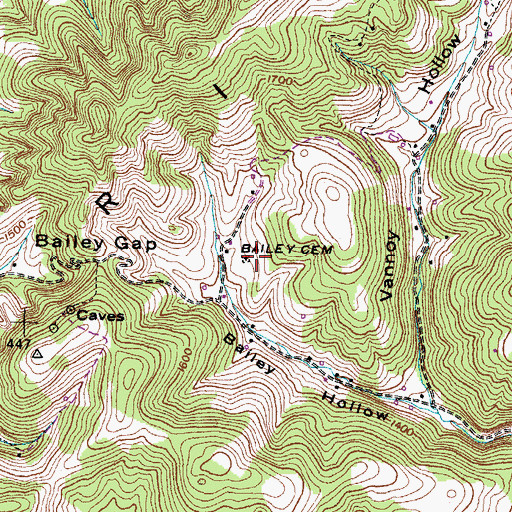 Topographic Map of Bailey Cemetery, TN