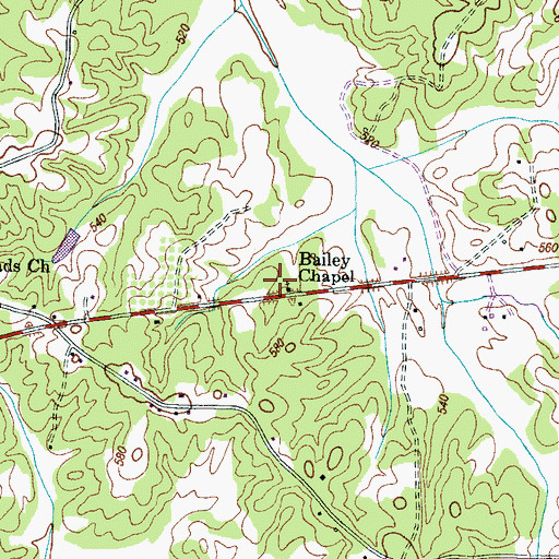 Topographic Map of Bailey Chapel, TN