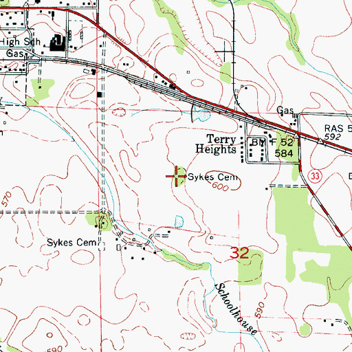 Topographic Map of Sykes Cemetery, AL