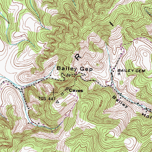 Topographic Map of Bailey Gap, TN