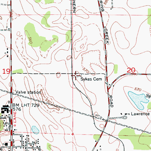 Topographic Map of Sykes Cemetery, AL