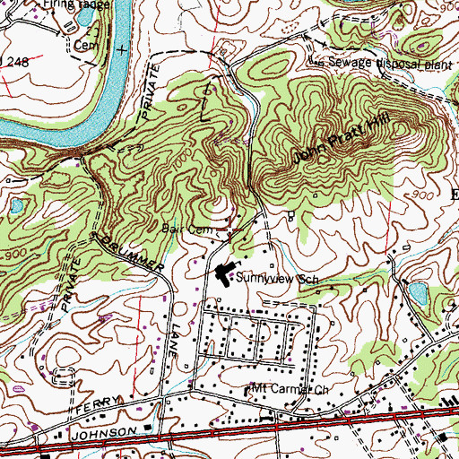 Topographic Map of Bair Cemetery, TN