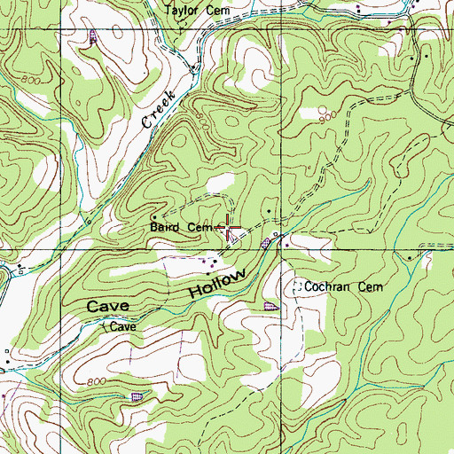 Topographic Map of Baird Cemetery, TN