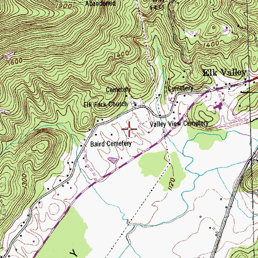 Topographic Map of Baird Cemetery, TN