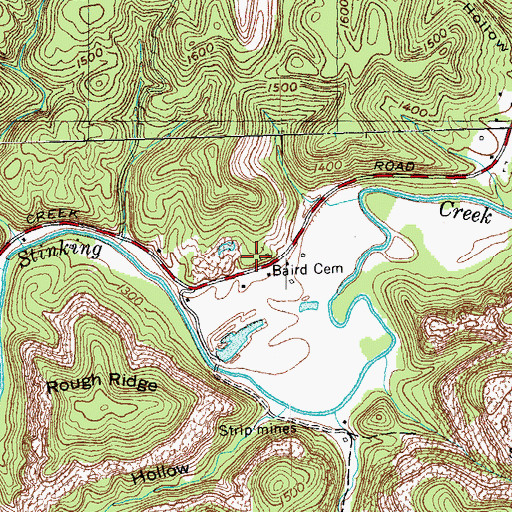 Topographic Map of Baird Cemetery, TN