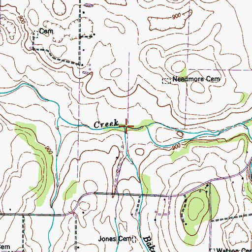 Topographic Map of Baker Branch, TN