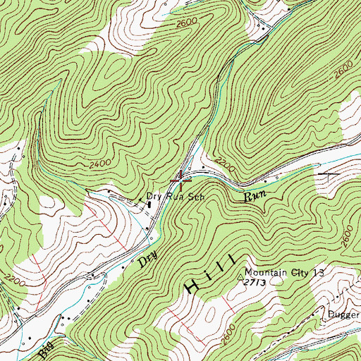 Topographic Map of Baker Branch, TN