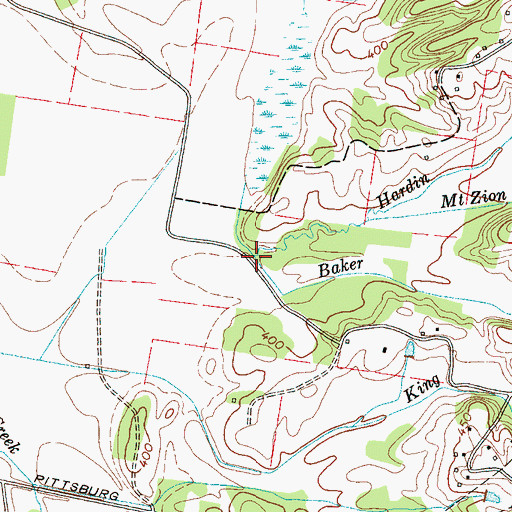 Topographic Map of Baker Branch, TN