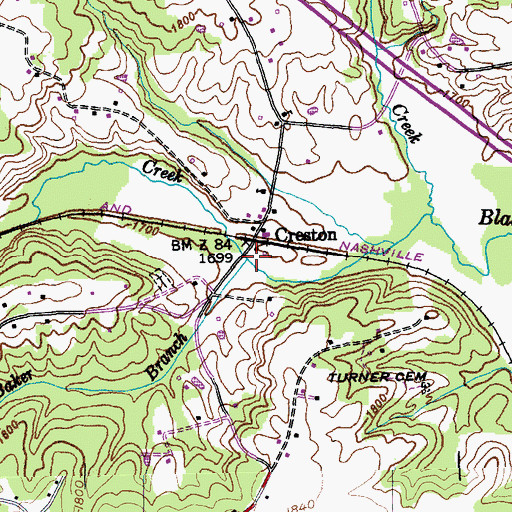 Topographic Map of Baker Branch, TN