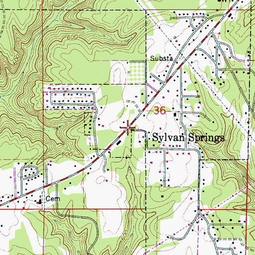 Topographic Map of Sylvan Springs, AL