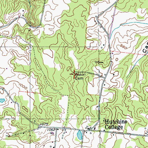 Topographic Map of Baker Cemetery, TN