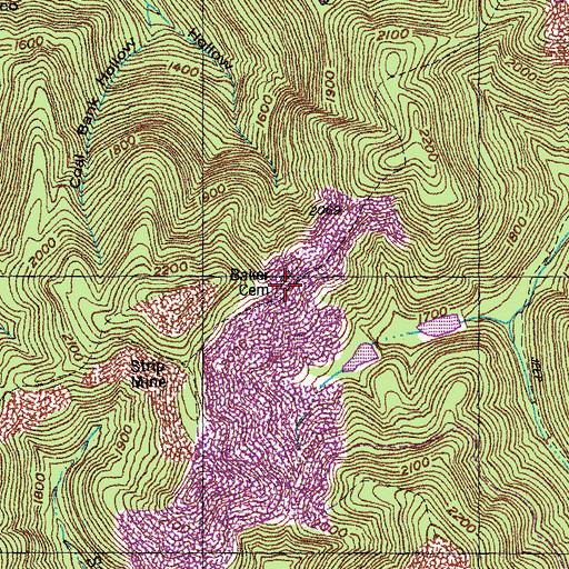 Topographic Map of Baker Cemetery, TN