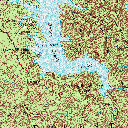 Topographic Map of Baker Creek Inlet, TN