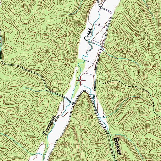 Topographic Map of Baker Hollow, TN