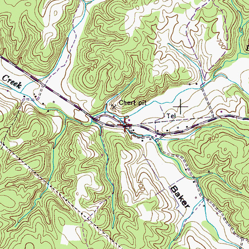 Topographic Map of Baker Hollow, TN