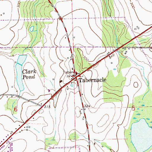 Topographic Map of Tabernacle, AL