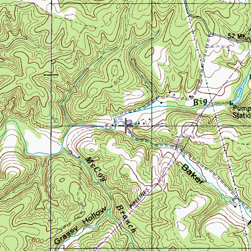 Topographic Map of Baker Hollow, TN