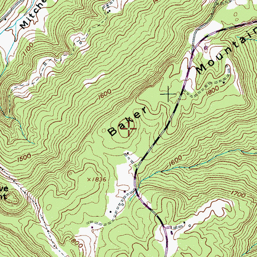 Topographic Map of Baker Mountain, TN