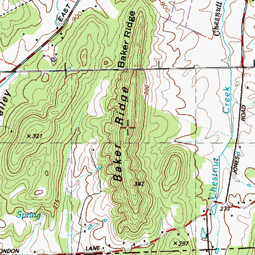 Topographic Map of Baker Ridge, TN
