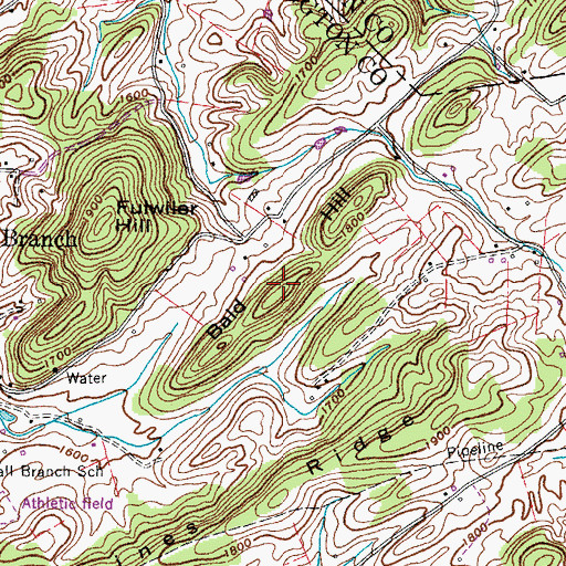 Topographic Map of Bald Hill, TN