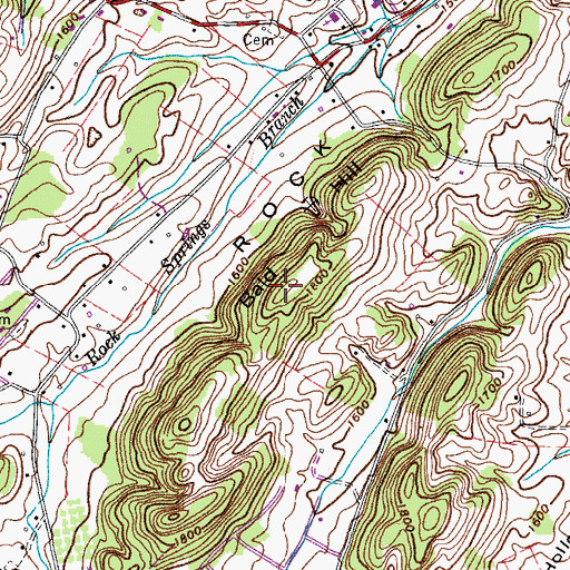 Topographic Map of Bald Hill, TN