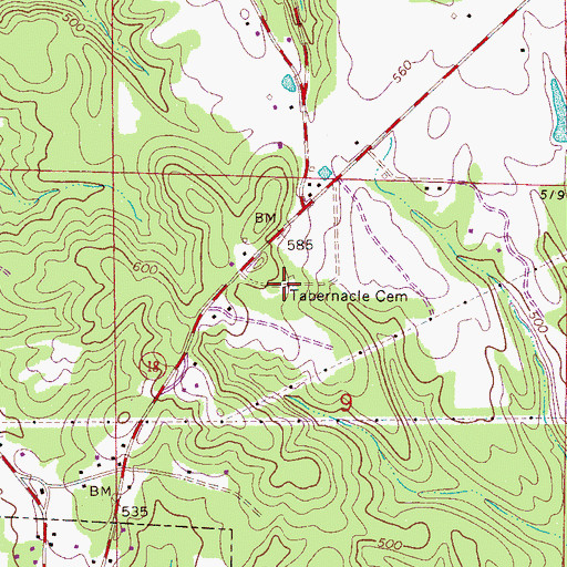 Topographic Map of Tabernacle Cemetery, AL