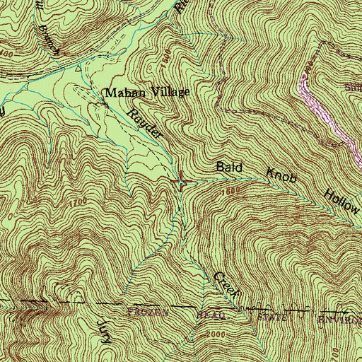 Topographic Map of Bald Knob Hollow, TN
