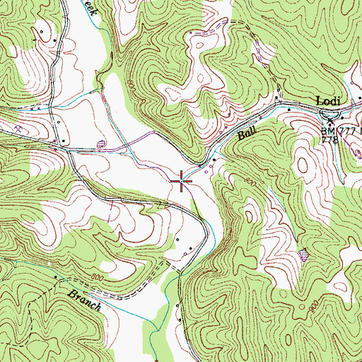 Topographic Map of Ball Branch, TN