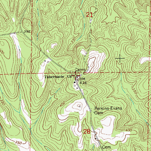 Topographic Map of Tabernacle Church, AL