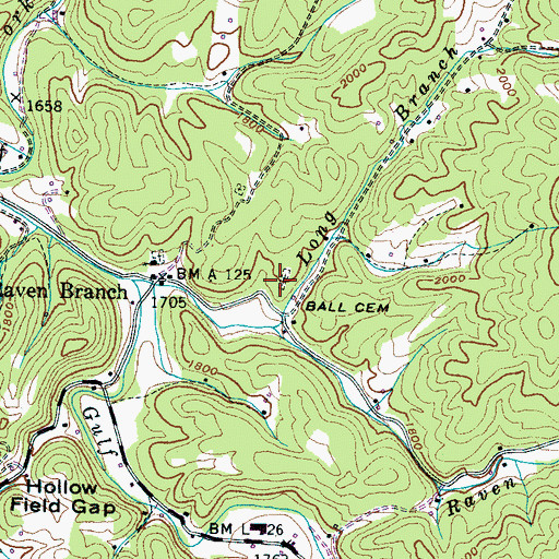 Topographic Map of Ball Cemetery, TN