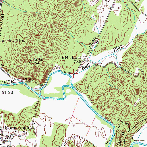 Topographic Map of Ball Play Creek, TN