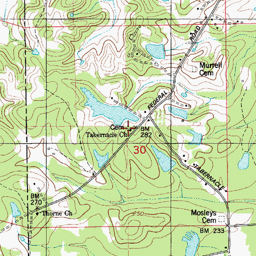 Topographic Map of Tabernacle Church, AL