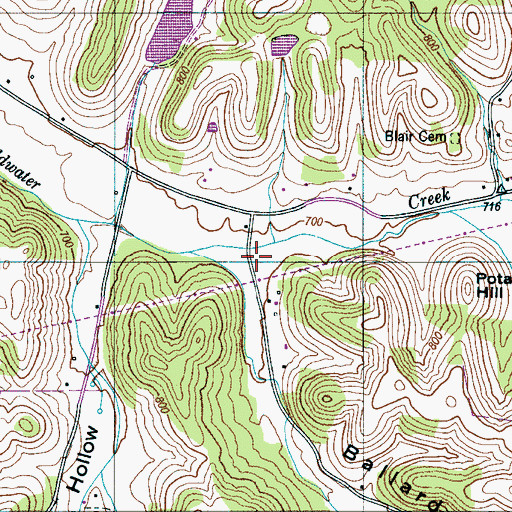 Topographic Map of Ballard Hollow, TN