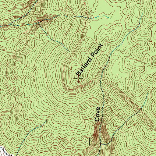 Topographic Map of Ballard Point, TN