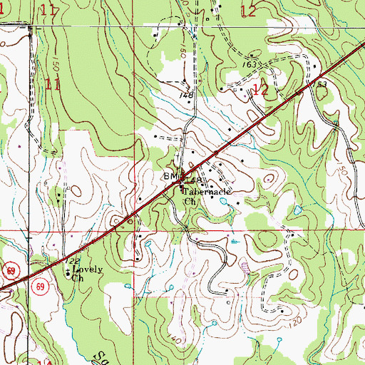 Topographic Map of Tabernacle Church, AL