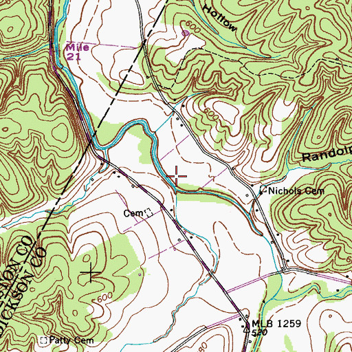 Topographic Map of Balthrop Branch, TN