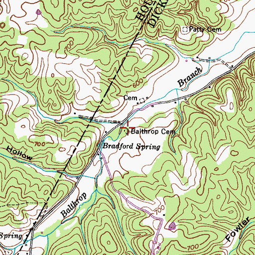 Topographic Map of Balthrop Cemetery, TN