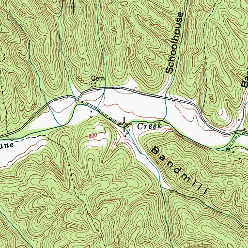 Topographic Map of Bandmill Hollow, TN