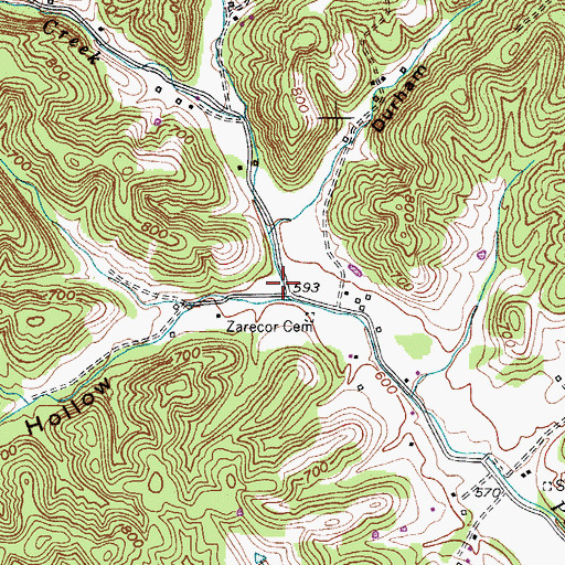 Topographic Map of Bandmill Hollow, TN