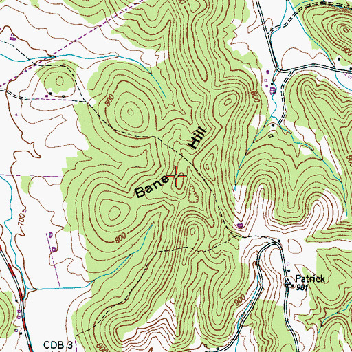 Topographic Map of Bane Hill, TN