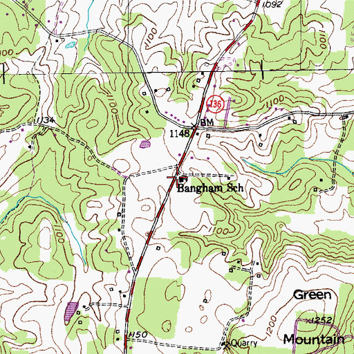 Topographic Map of Bangham School, TN