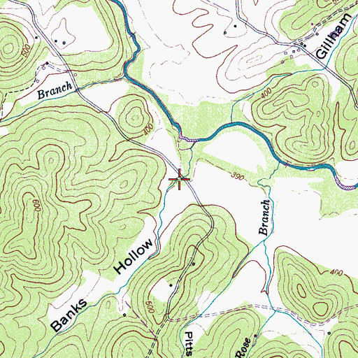 Topographic Map of Banks Hollow, TN