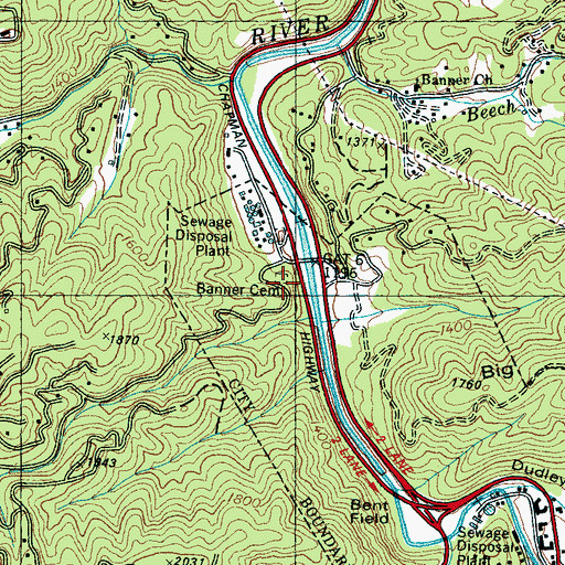 Topographic Map of Banner Cemetery, TN