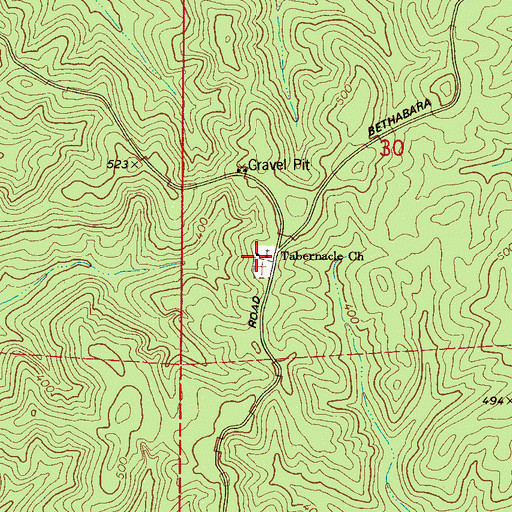 Topographic Map of Tabernacle Church, AL