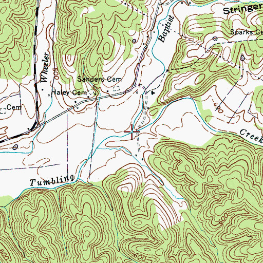 Topographic Map of Baptist Branch, TN