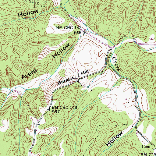 Topographic Map of Baptist Hill, TN