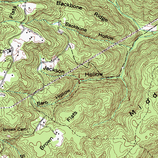 Topographic Map of Barb Hollow, TN